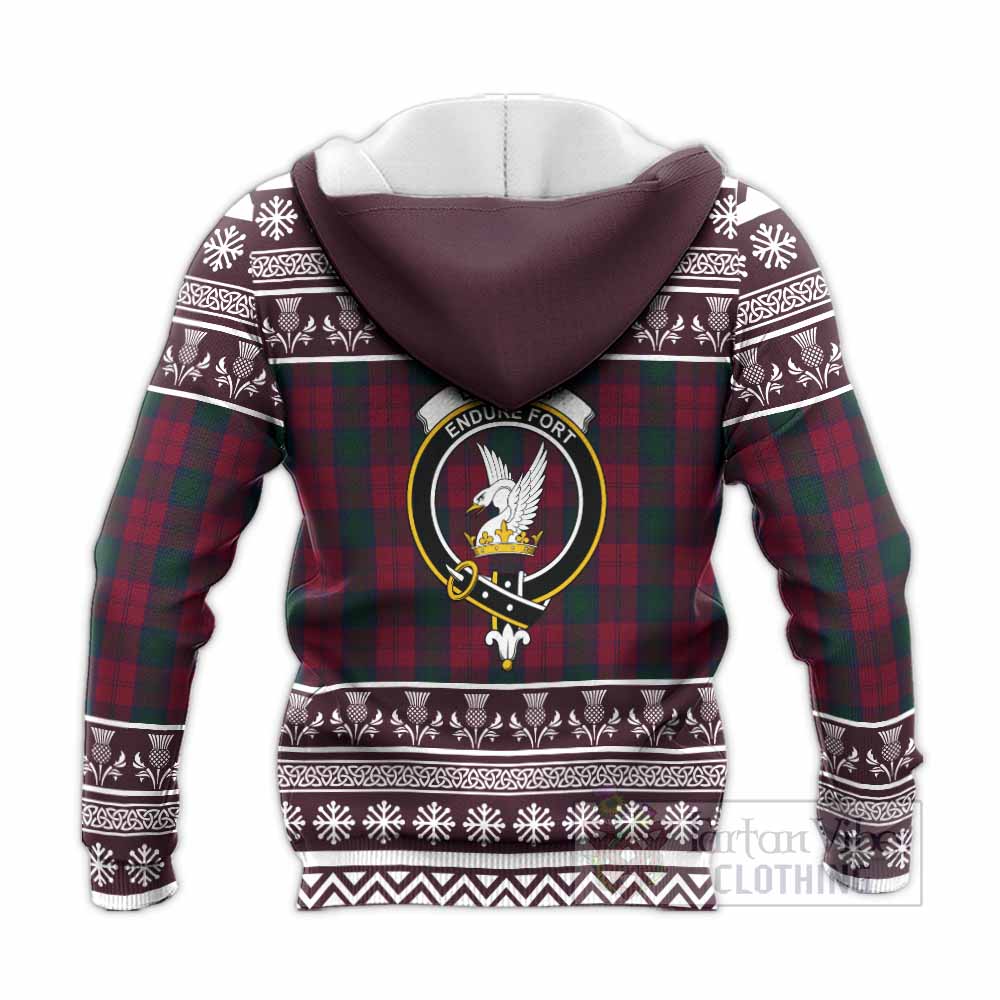 Lindsay Clan Tartan Christmas Knitted Hoodie with Family Crest - Tartan Vibes Clothing