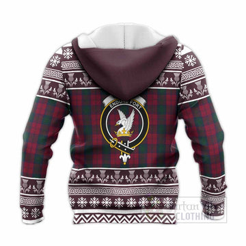 Lindsay Clan Tartan Christmas Knitted Hoodie with Family Crest