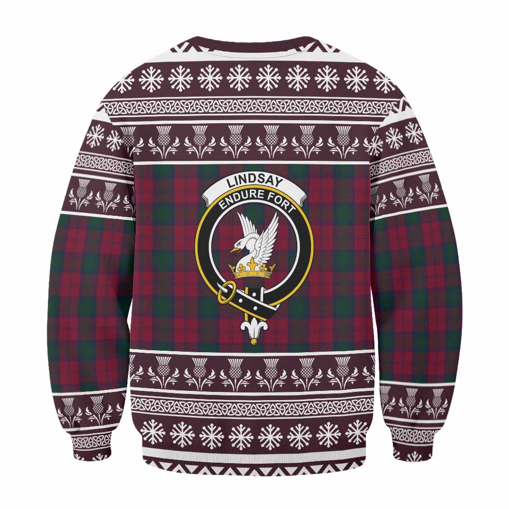 Lindsay Clan Tartan Christmas Sweatshirt with Family Crest - Tartan Vibes Clothing