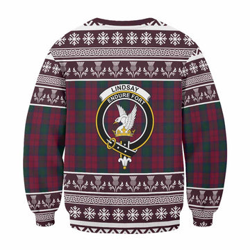 Lindsay Clan Tartan Christmas Sweatshirt with Family Crest