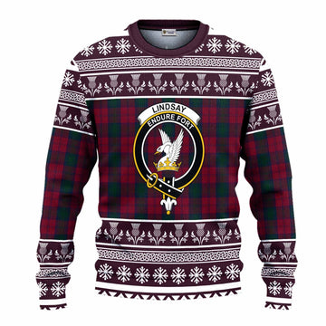Lindsay Clan Tartan Christmas Ugly Sweater with Family Crest