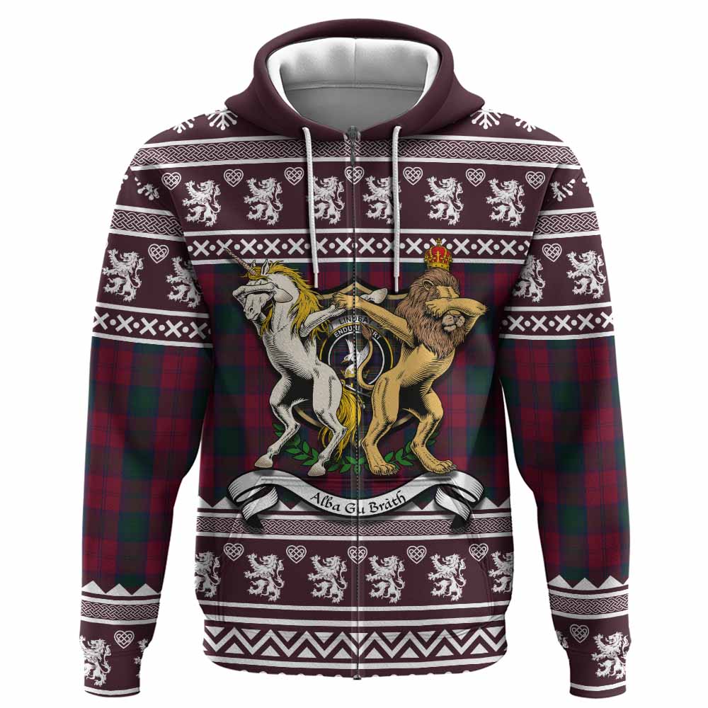 Lindsay Clan Tartan Crest Christmas Hoodie Coat of Arms Funny Style - Tartan Vibes Clothing