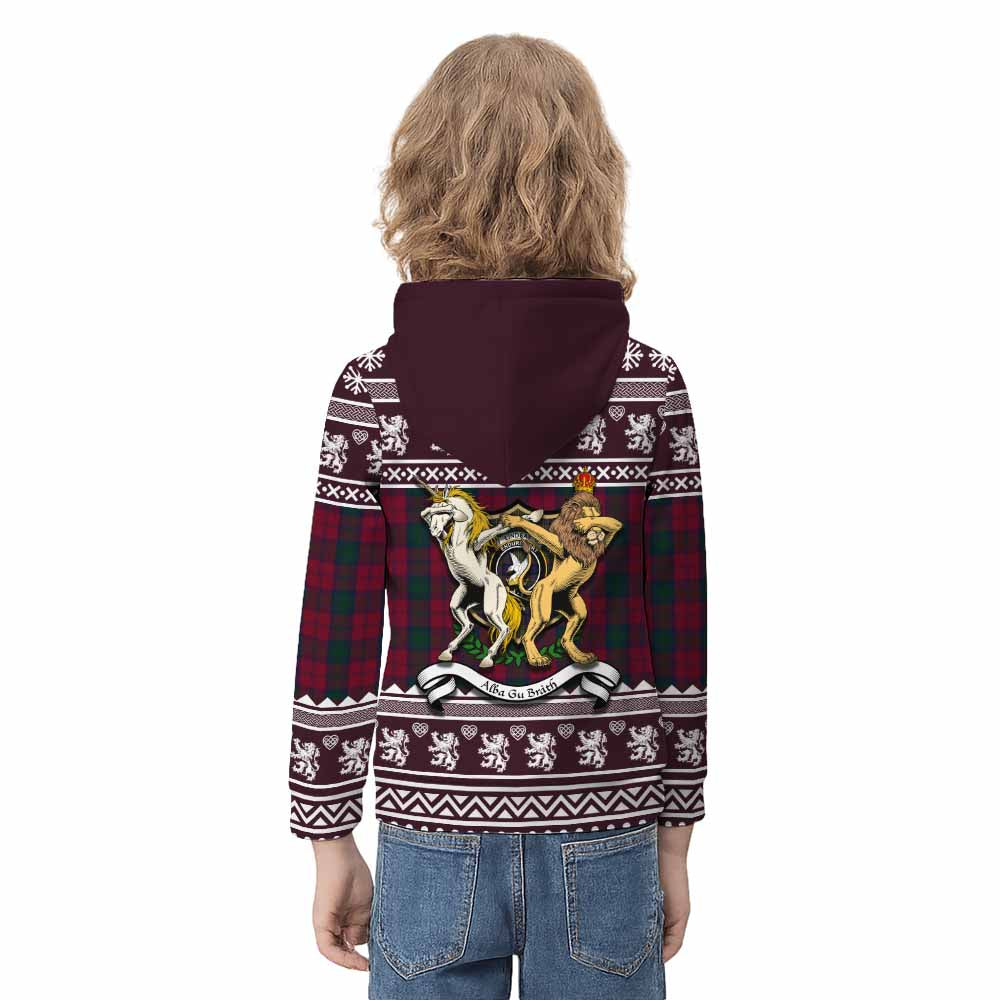 Lindsay Clan Tartan Crest Christmas Kid Hoodie Coat of Arms Funny Style - Tartan Vibes Clothing