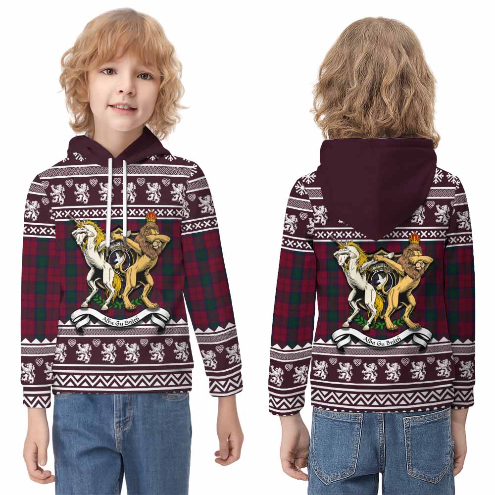 Lindsay Clan Tartan Crest Christmas Kid Hoodie Coat of Arms Funny Style - Tartan Vibes Clothing