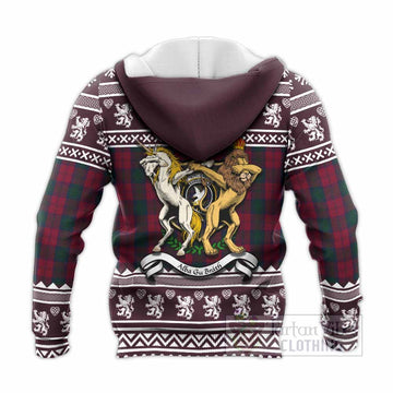 Lindsay Clan Tartan Crest Christmas Knitted Hoodie Coat of Arms Funny Style