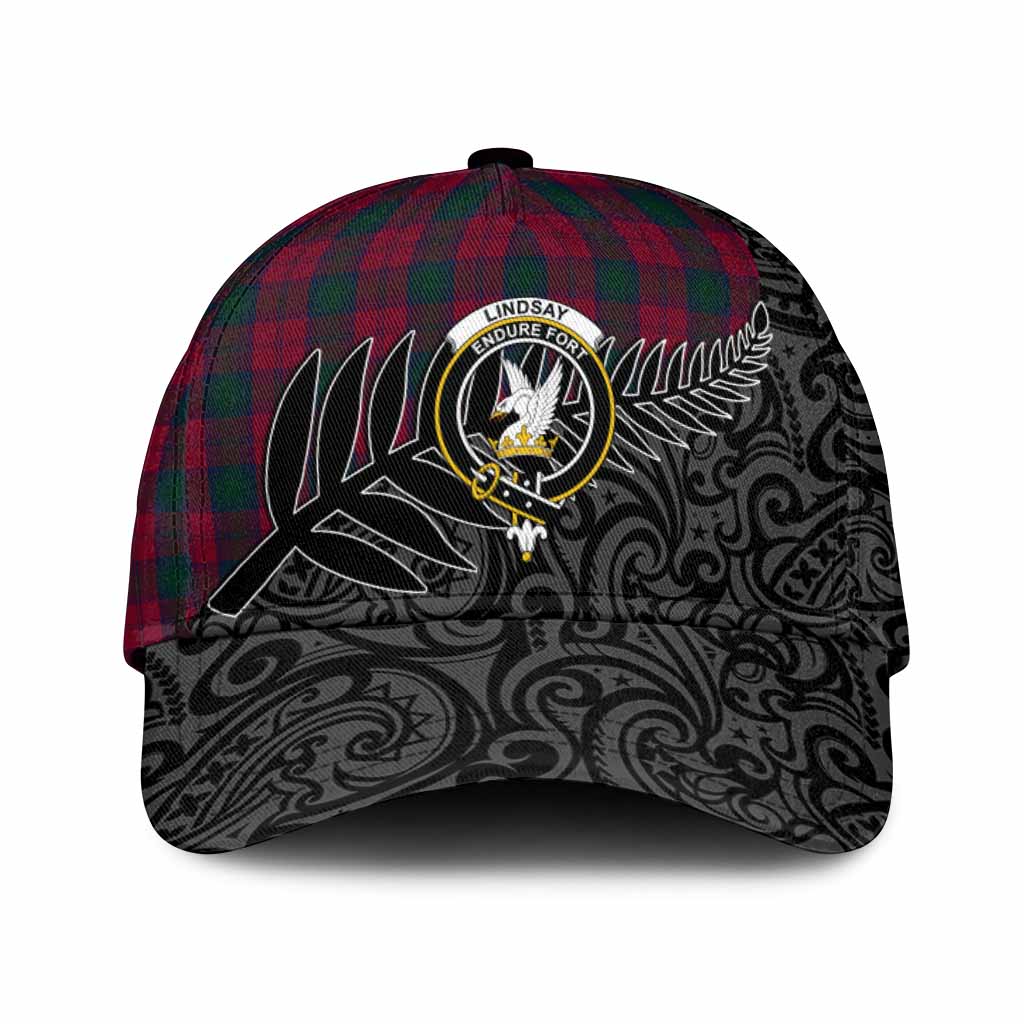 Lindsay Crest Tartan Classic Cap with New Zealand Silver Fern Half Style