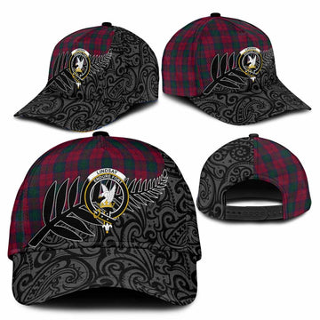 Lindsay Crest Tartan Classic Cap with New Zealand Silver Fern Half Style