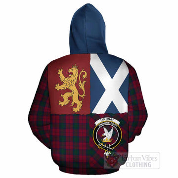 Lindsay Crest Tartan Cotton Hoodie with Lion Rampant Saltire Style