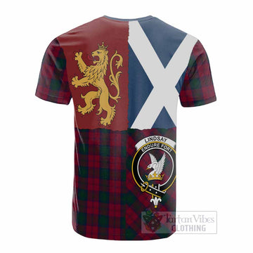 Lindsay Crest Tartan Cotton T-shirt with Lion Rampant Saltire Style