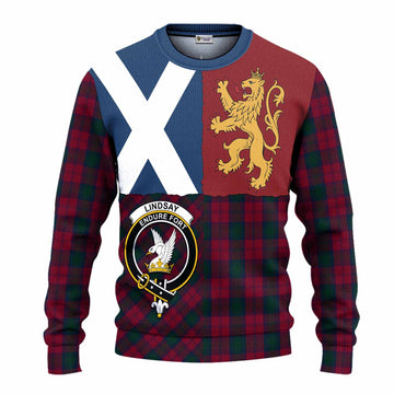 Lindsay Crest Tartan Knitted Sweater with Lion Rampant Saltire Style