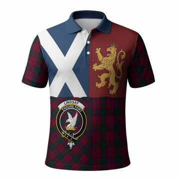 Lindsay Crest Tartan Polo Shirt with Lion Rampant Saltire Style