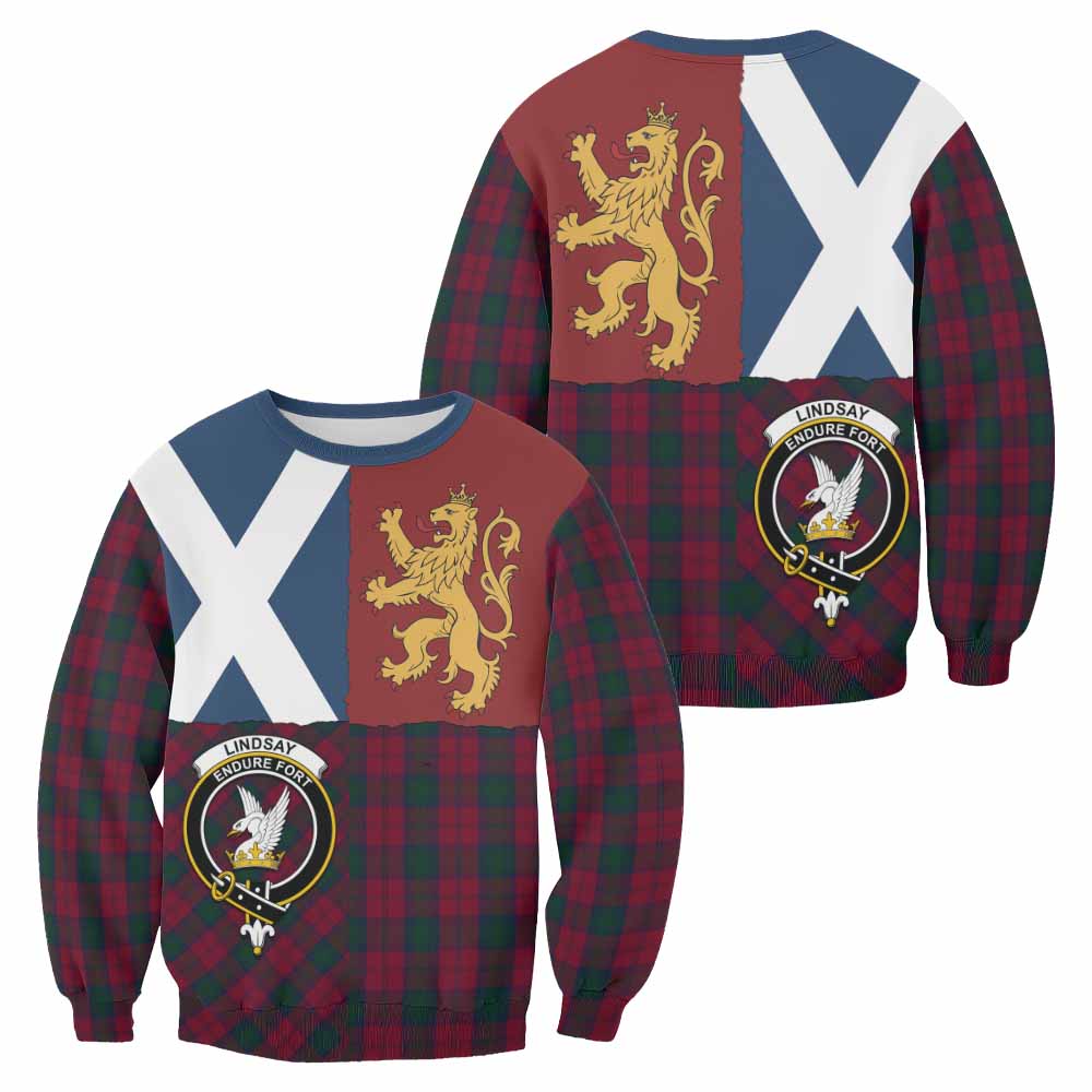 Lindsay Crest Tartan Sweatshirt with Lion Rampant Saltire Style