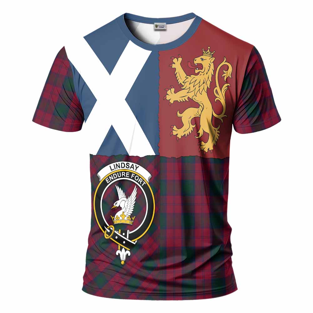 Lindsay Crest Tartan T-Shirt with Lion Rampant Saltire Style