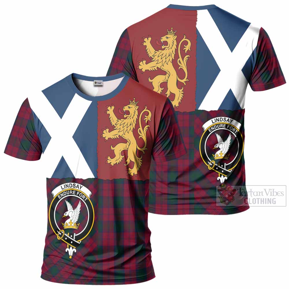 Lindsay Crest Tartan T-Shirt with Lion Rampant Saltire Style