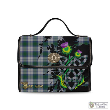 Lindsay Dress Tartan Waterproof Canvas Bag with Scotland Map and Thistle Celtic Accents