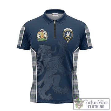 Lindsay Dress Tartan Zipper Polo Shirt with Family Crest and Lion Rampant Vibes Sport Style
