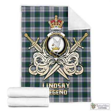 Lindsay Dress Tartan Blanket with Clan Crest and the Golden Sword of Courageous Legacy