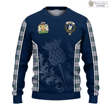Lindsay Dress Tartan Knitted Sweatshirt with Family Crest and Scottish Thistle Vibes Sport Style