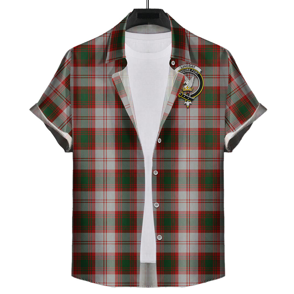 lindsay-dress-red-tartan-short-sleeve-button-down-shirt-with-family-crest