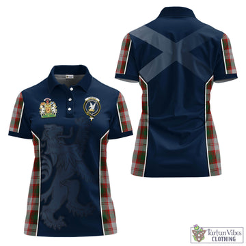 Lindsay Dress Red Tartan Women's Polo Shirt with Family Crest and Lion Rampant Vibes Sport Style