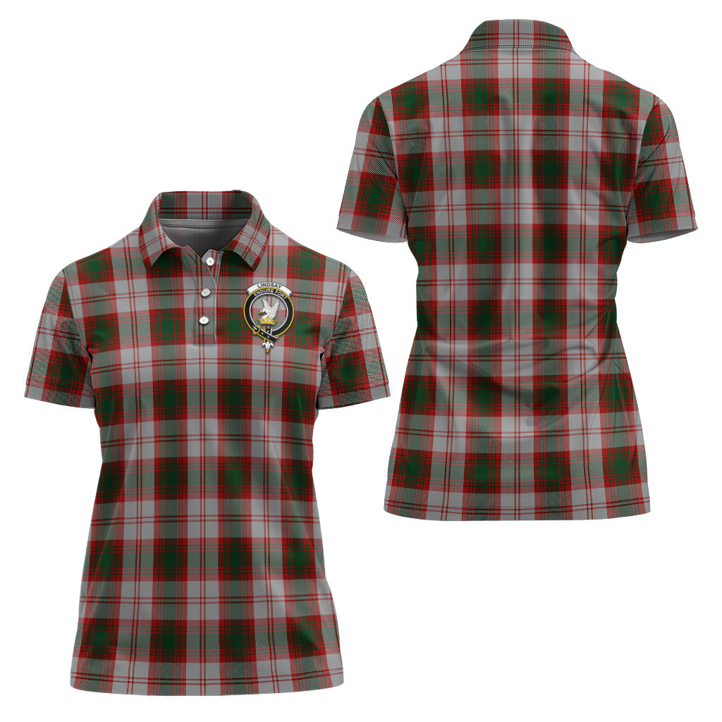 lindsay-dress-red-tartan-polo-shirt-with-family-crest-for-women