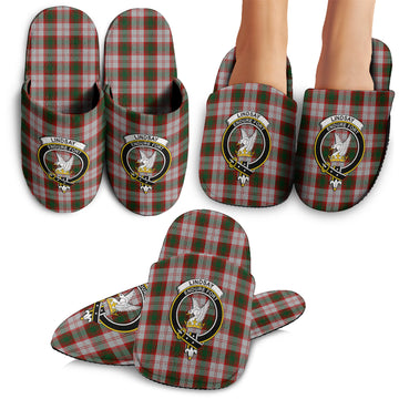 Lindsay Dress Red Tartan Home Slippers with Family Crest