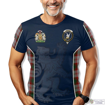 Lindsay Dress Red Tartan T-Shirt with Family Crest and Lion Rampant Vibes Sport Style