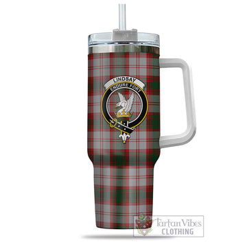 Lindsay Dress Red Tartan and Family Crest Tumbler with Handle