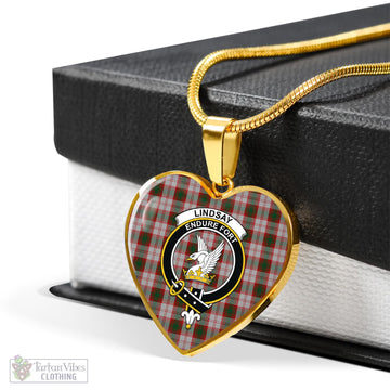 Lindsay Dress Red Tartan Heart Necklace with Family Crest