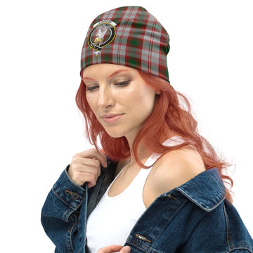 Lindsay Dress Red Tartan Beanies Hat with Family Crest