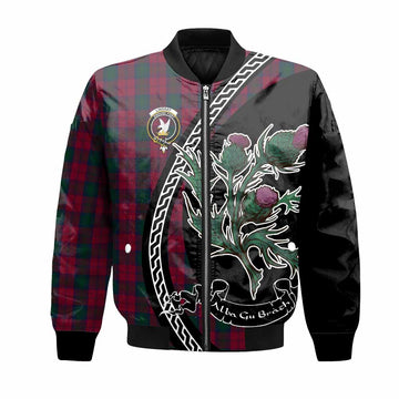 Lindsay Family Crest Tartan Bomber Jacket Alba Thistle Inspired