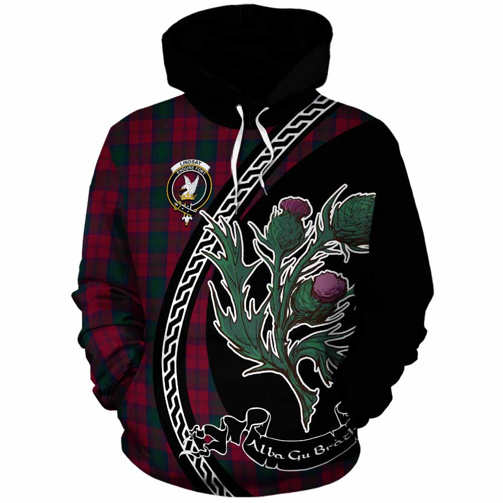 Lindsay Family Crest Tartan Cotton Hoodie Alba Thistle Inspired - Tartan Vibes Clothing