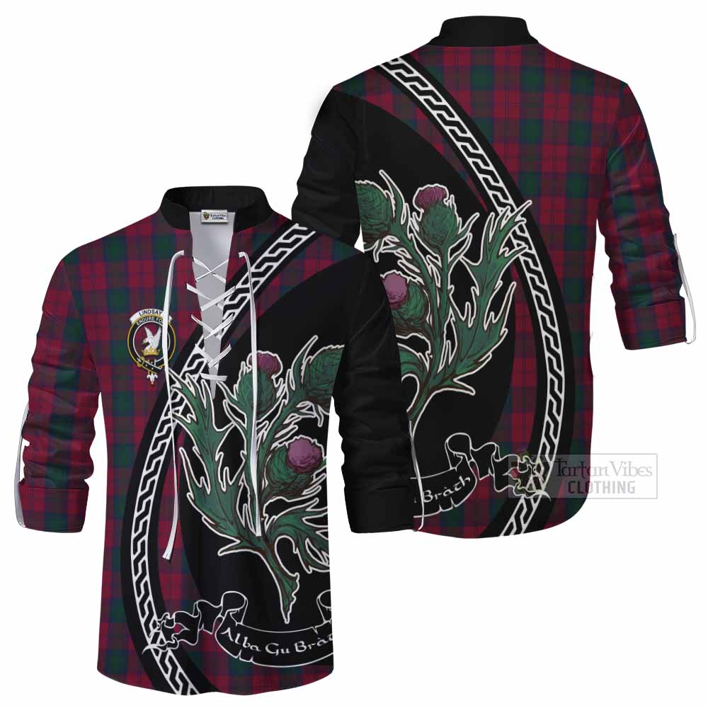 Lindsay Family Crest Tartan Ghillie Shirt Alba Thistle Inspired - Tartan Vibes Clothing