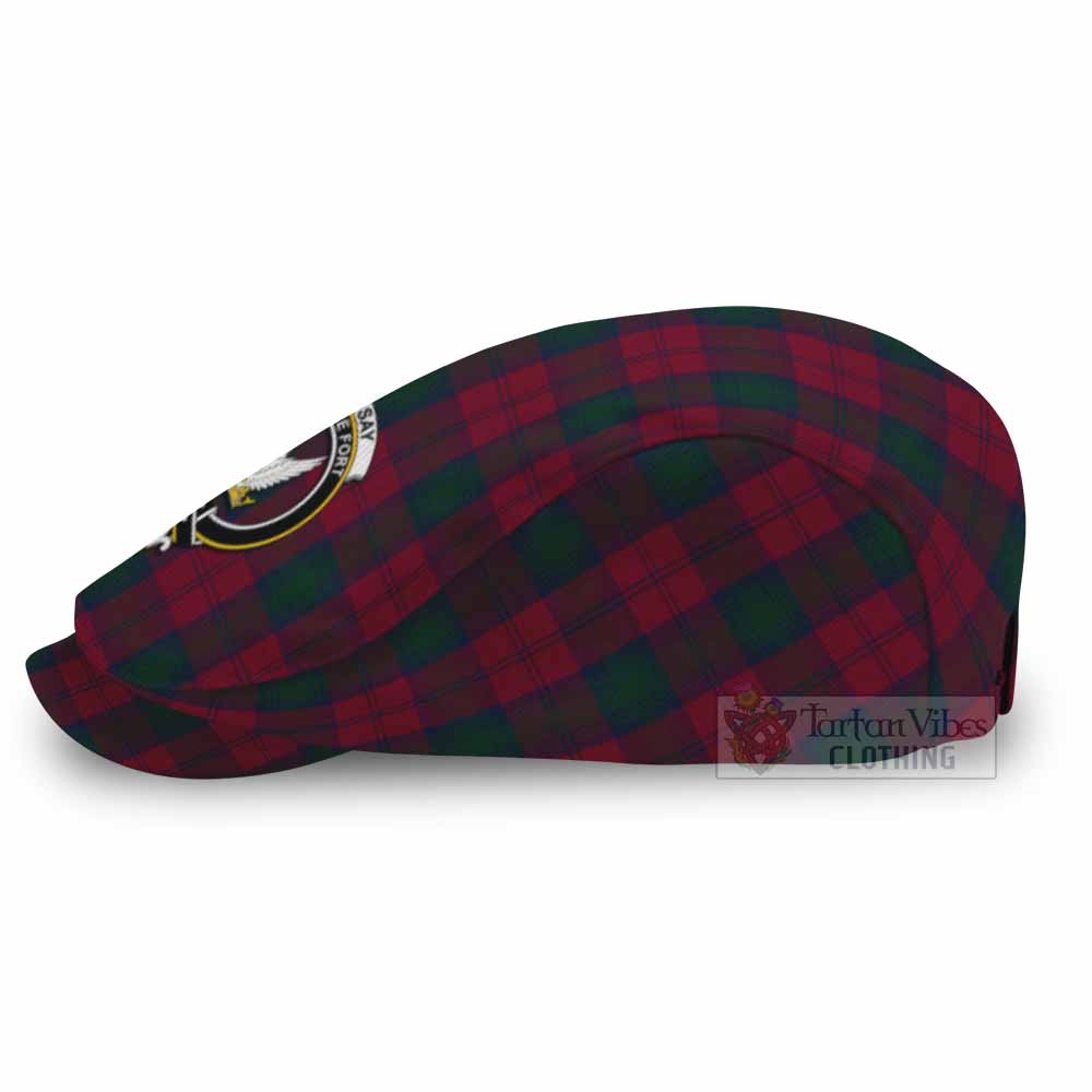Lindsay Family Crest Tartan Jeff Cap, Tartan Flat Cap