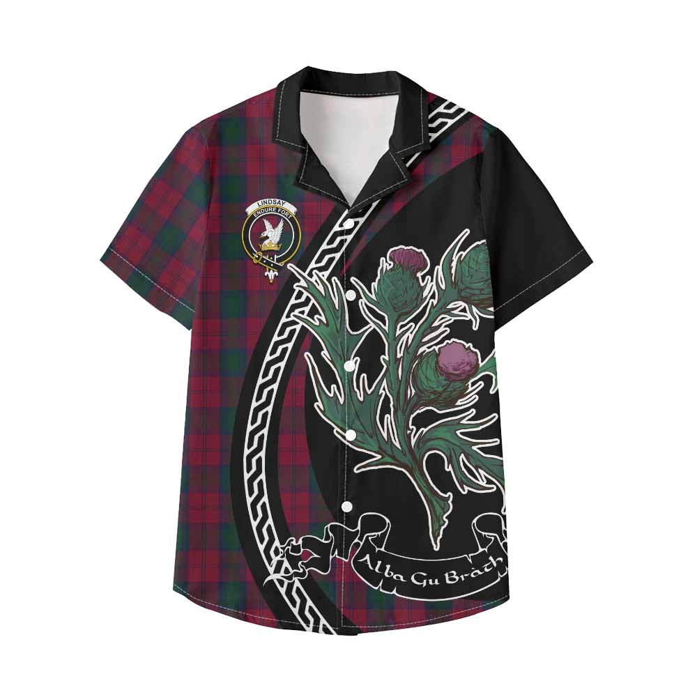 Lindsay Family Crest Tartan Kid Hawaiian Shirt Alba Thistle Inspired - Tartan Vibes Clothing