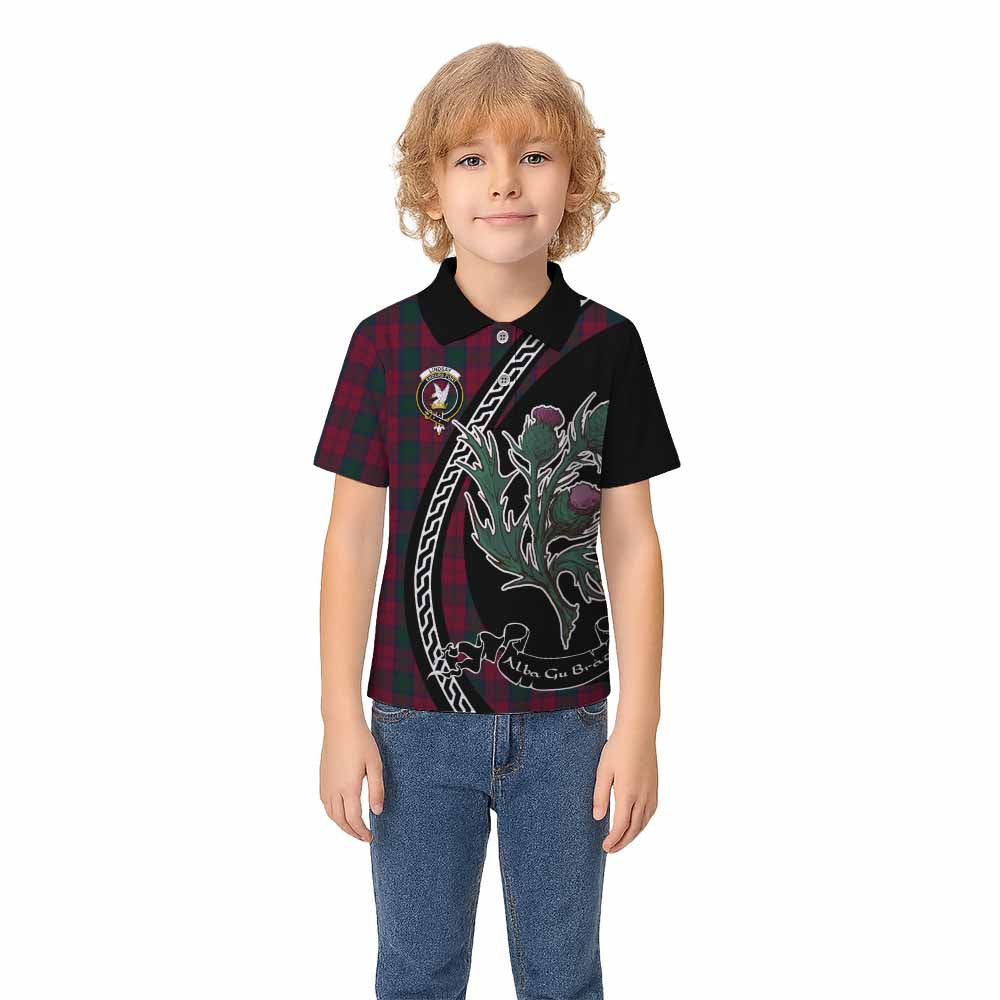 Lindsay Family Crest Tartan Kid Polo Shirt Alba Thistle Inspired - Tartan Vibes Clothing