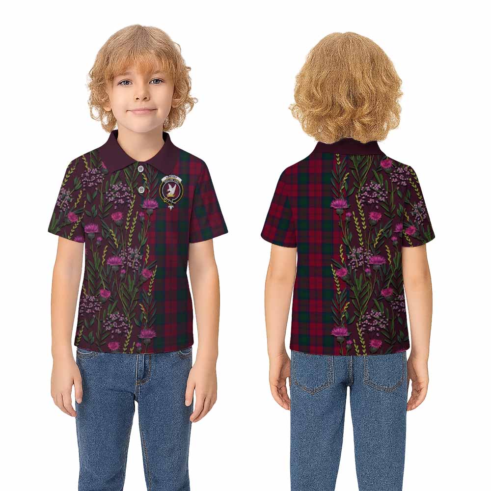 Lindsay Family Crest Tartan Kid Polo Shirt Scottish Thistle Flower Pattern Half Style - Tartan Vibes Clothing