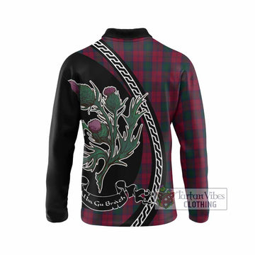 Lindsay Family Crest Tartan Long Sleeve Polo Shirt Alba Thistle Inspired