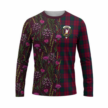 Lindsay Family Crest Tartan Long Sleeve T-Shirt Scottish Thistle Flower Pattern Half Style - Tartan Vibes Clothing