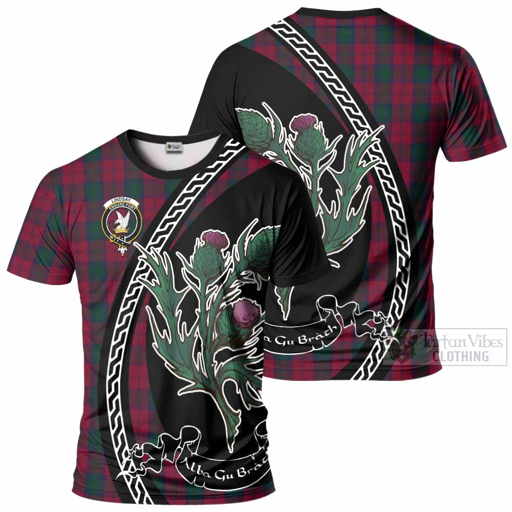 Lindsay Family Crest Tartan T-Shirt Alba Thistle Inspired - Tartan Vibes Clothing