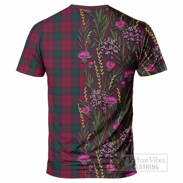 Lindsay Family Crest Tartan T-Shirt Scottish Thistle Flower Pattern Half Style - Tartan Vibes Clothing