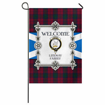 Lindsay Family Crest Tartan Welcome Garden Flag Saltire Harmony Style