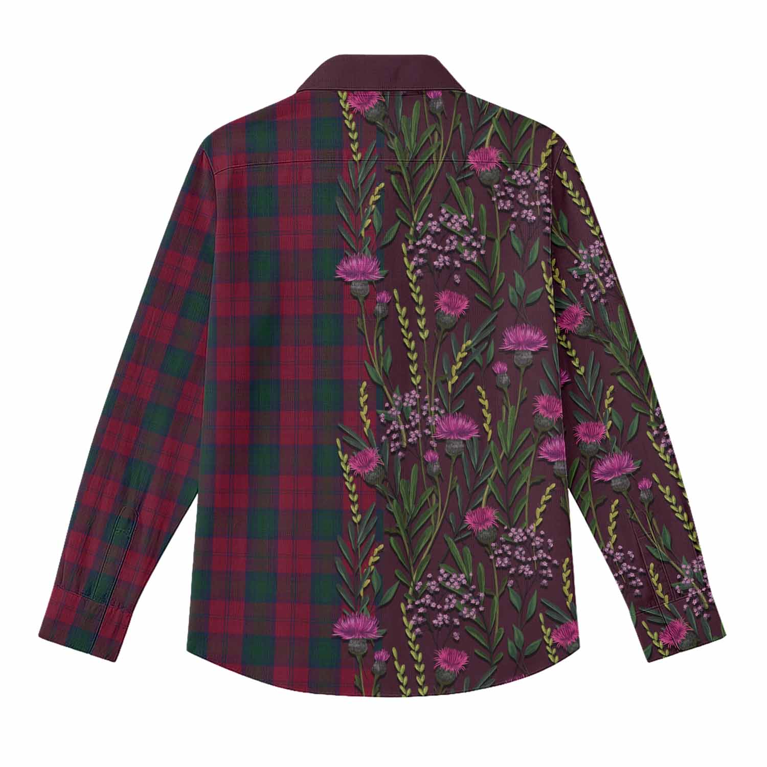 Lindsay Family Crest Tartan Women Casual Shirt Scottish Thistle Flower Pattern Half Style - Tartan Vibes Clothing