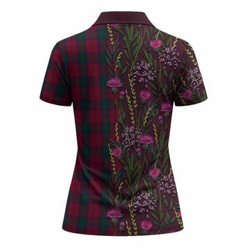 Lindsay Family Crest Tartan Women Polo Shirt Scottish Thistle Flower Pattern Half Style - Tartan Vibes Clothing
