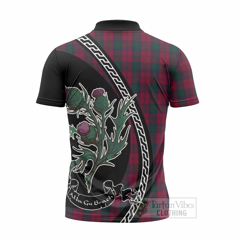 Lindsay Family Crest Tartan Zipper Polo Shirt Alba Thistle Inspired - Tartan Vibes Clothing