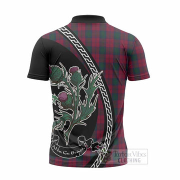 Lindsay Family Crest Tartan Zipper Polo Shirt Alba Thistle Inspired