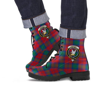 Lindsay Modern Tartan Leather Boots with Family Crest