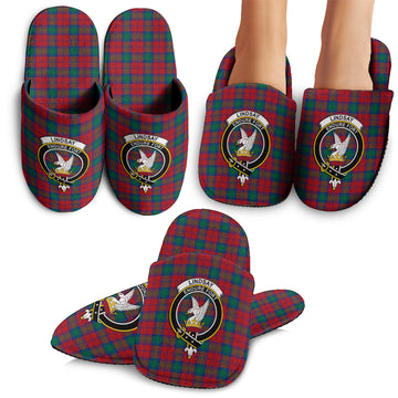 Lindsay Modern Tartan Home Slippers with Family Crest