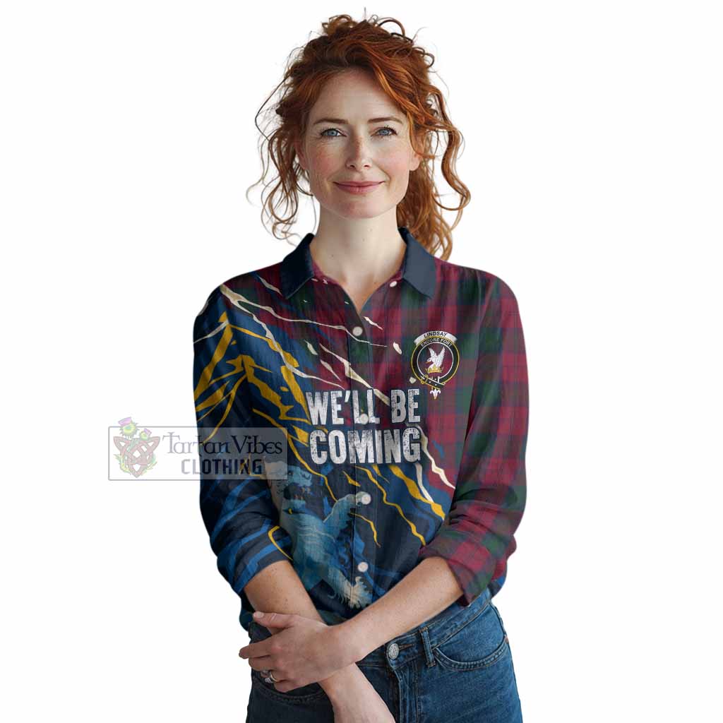 Lindsay Scotland Tartan Women Casual Shirt WC2026 Football - We'll Be Coming
