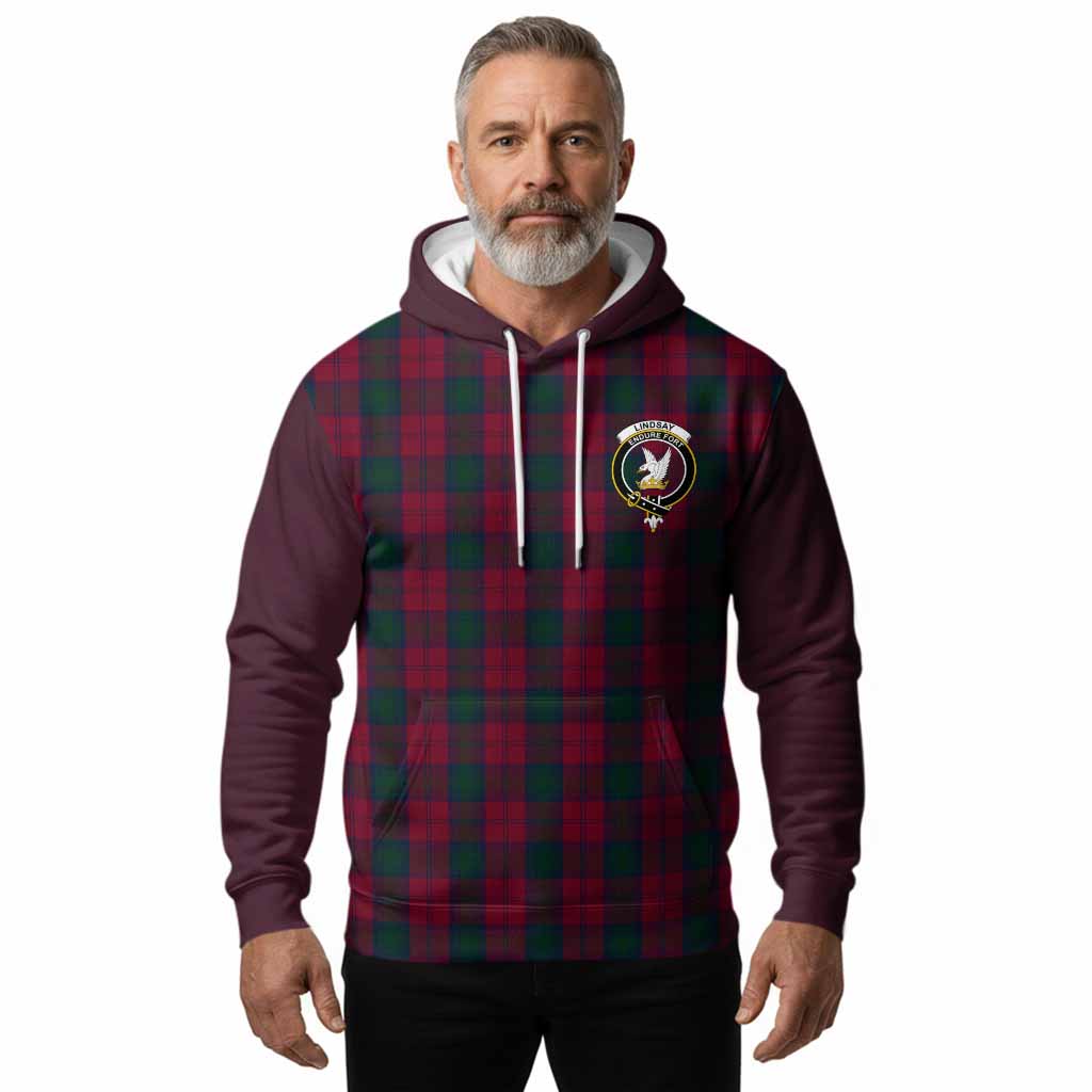 Lindsay Tartan Accent Hoodie with Family Crest